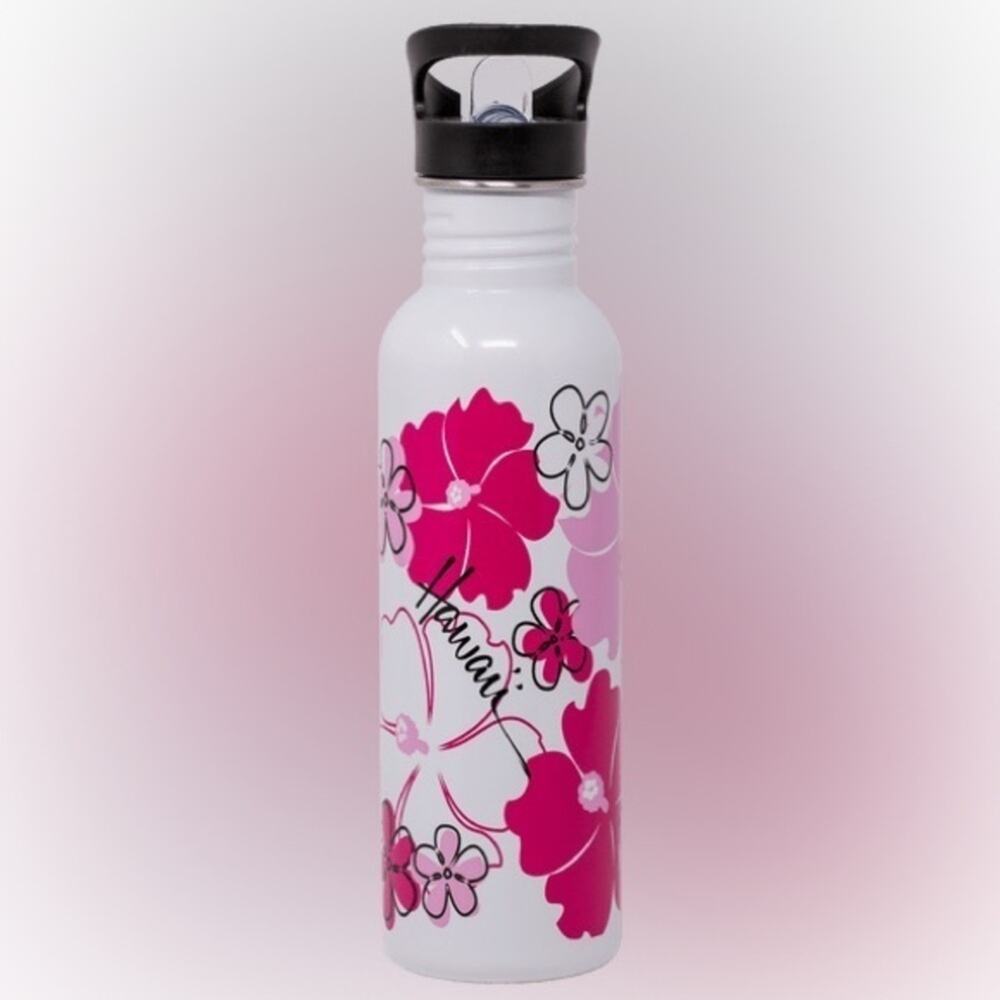 NWT! Hawaii Stainless Steel Hydration Bottle 25oz: Pink Hibiscus